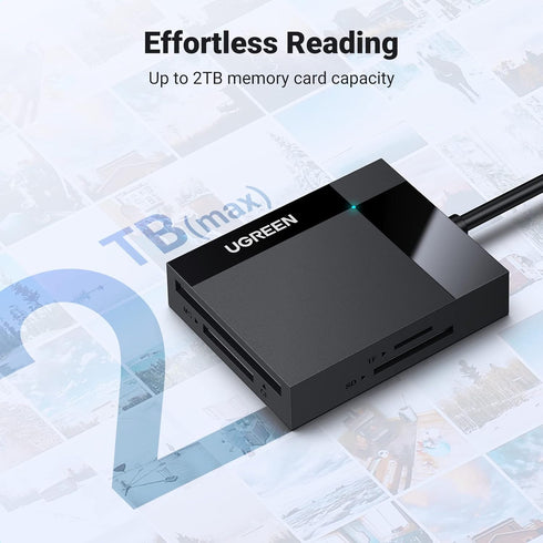 UGREEN 3.0 5Gbps 4 MMC, SD Card Reader USB Card Hub Adapter Read Cards Simultaneously CF, CFI, TF, SDXC, SDHC, SD