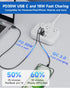 PD30W USB C European Travel Plug Adapter, International Power Adapter with 3 Outlets, 2 USB-C, 2 USB-A Fast Charger