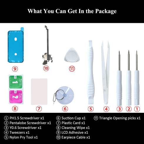 Earpiece Speaker Replacement for iPhone XR, Earspeaker Ear Piece Proximity Light Sensor Flex Cable with Repair Tools