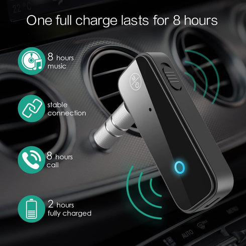ORIA Wireless Bluetooth AUX Adapter, Bluetooth 5.0 Music Receiver for Car/Wired Speaker, Bluetooth Receiver for Answer Calls with Dual Device Modes Connection, 3.5 Aux Port
