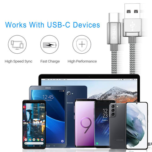 Basesailor USB Type C Charger Cable 10FT 2 Pack for Samsung Galaxy Z Flip Fold, Note 20, S8 S9 S10 S10E