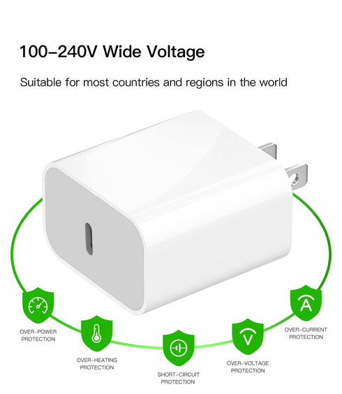 zoyuzan 20W Power Charging Adapter Quick Box Fast PD Wall USB C Charger Block with 5ft Lightning Cable for iPhone 11 12