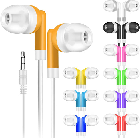 Kids Bulk Earbuds: 100 Pack Wholesale Headphones Individually Bagged, Perfect for School, Classroom, Libraries, Multi