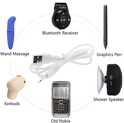 USB Charger for Banenu Kula Massager, Portable DC 2.5mm Adapter Replacement Charging Cable (White)