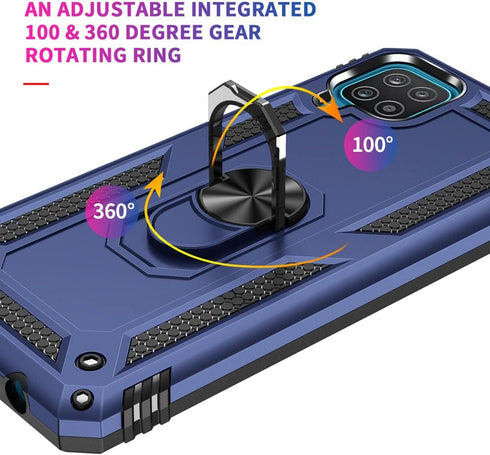Samsung Galaxy A12 Phone Case (Blue) - Military Grade 16ft Drop Tested with HD Screen Protector & Ring Shockproof Case