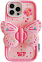 Cute 3D Butterfly iPhone 15 Pro Case, iPhone 14 Pro & 13 Pro with Kickstand, Shockproof Silicone Protector for Girls.