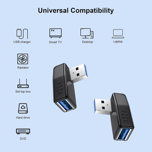 USB 3.0 Adapter 90 Degree Male to Female Coupler Connector Plug Left Angle and Right Angle