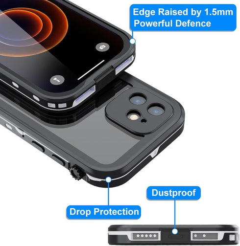 IP68 Waterproof Case for iPhone 12 Mini, Full Coverage Protective Shockproof/Dustproof Phone Case with Screen Protector