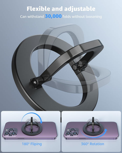 SUPERONE Adjustable Magnetic Phone Grip for MagSafe, Removable Finger Ring Holder Kickstand for iPhone 15/14/13/12