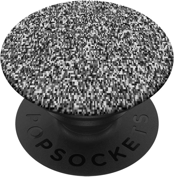 PopSockets Swappable PopGrip, Pixel chaos white noise, No reception image noise