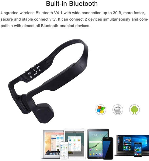 QT S Bone Conduction Headphones Bluetooth with Mic, Lightweight Open-Ear Wireless Stereo Music, IP65 Water Resistant