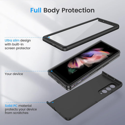Ruky for Galaxy Z Fold 3 Full Body Case - Built-in Screen Protector, Hard PC Ultra-Thin Anti-Scratches Shockproof