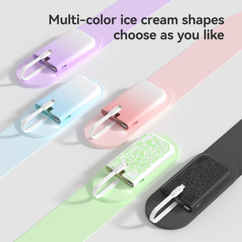 imuto Graffiti Style Portable Charger, 10000mAh Power Bank with Built-in Lightning Cable, 22.5W Fast Charging,