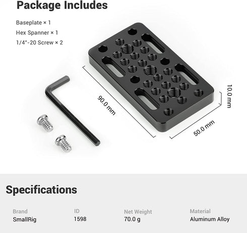 SMALLRIG Switching Plate Camera Easy Plate for Railblocks, Dovetails and Short Rods, Longer Version