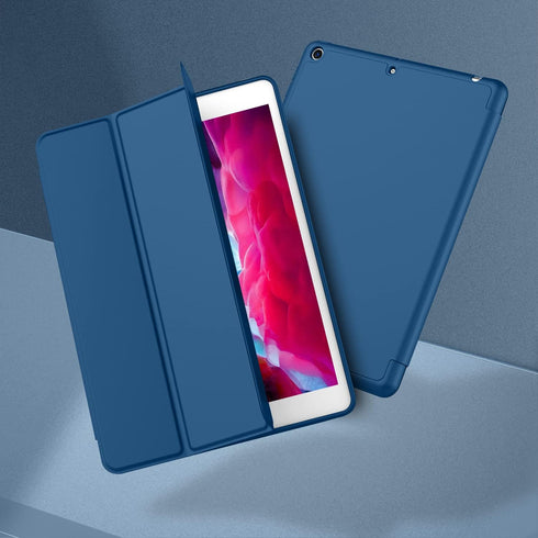 iPad 9.7 Case (2018/2017 Model, 6th/5th Generation), Smart Cover with Pencil Holder, Soft Silicone Back, Navy Blue