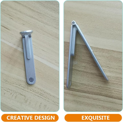 POPETPOP Portable Foldable Zinc Alloy Phone Stand Desktop Mobile Phone Bracket Silver Compact Cellphone Holder for Home