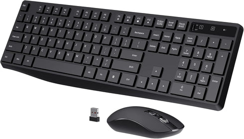 Wireless Keyboard and Mouse Combo, COLIKES 2.4G USB Cordless Mouse and Keyboard, 3 Level DPI Slim Ergonomic Mouse for
