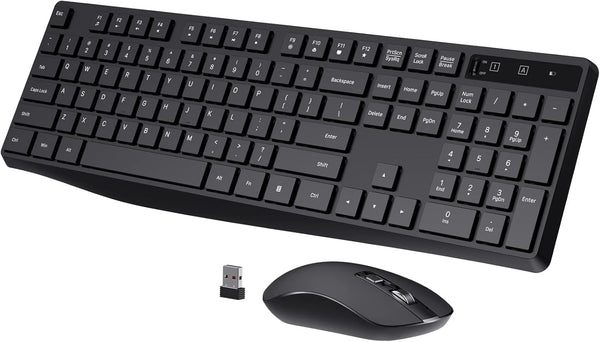 Wireless Keyboard and Mouse Combo, COLIKES 2.4G USB Cordless Mouse and Keyboard, 3 Level DPI Slim Ergonomic Mouse for