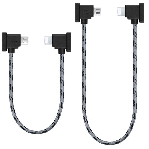DRSEOO 1FT+ 0.5FT(2 pack) USB Micro to iOS DJI Remote Controller Cable for