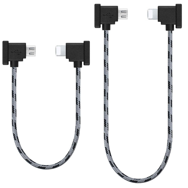 DRSEOO 1FT+ 0.5FT(2 pack) USB Micro to iOS DJI Remote Controller Cable for