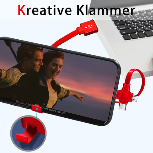 2 Pcs 3 in 1 Charging Cable, Three in One Retractable Multi Charging Cable with USB C(Type-C)/Micro USB, Phone Holder,