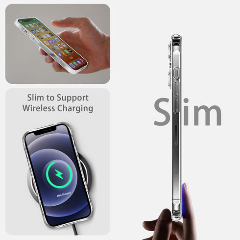 JJGoo Clear Shockproof Phone Case for iPhone 12 and 12 Pro, Slim Anti-Scratch Hard PC Back Cover