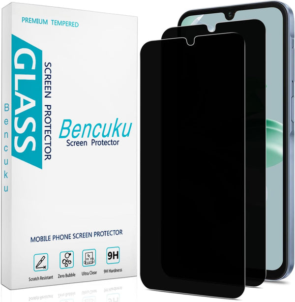 2 Pack Privacy Screen Protector for Samsung Galaxy A15 5G and Galaxy A15 6.5-inch, Anti Spy Tempered Glass, Bubble