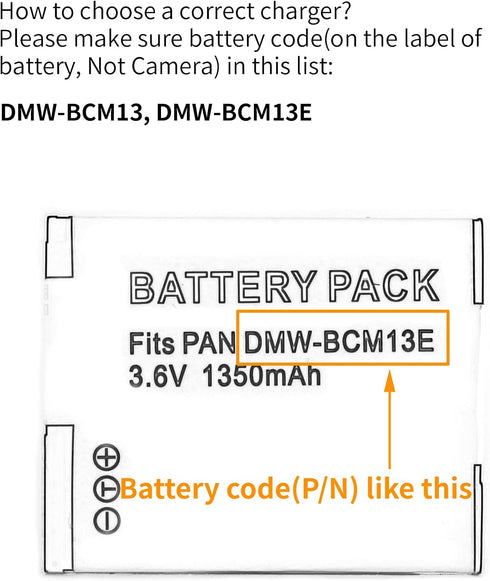 DMW-BCM13 USB Charger for Panasonic DMC-TZ55, DMC-TZ60, DMC-TZ61, DMC-FT5, DMC-TS5, DMC-TZ70, DMC-ZS40, DMC-ZS50 Camera
