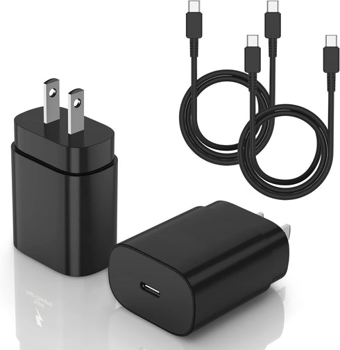 Samsung Galaxy 25W Super Fast Charging Cord & 10ft USB-C Cable for S24 Ultra/S23/S22/S21/S20, iPad Pro/Air/Mini - 2 Pack