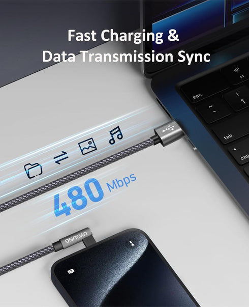 10ft 90 Degree iPhone Charging Cable 2 Pack - USB to Lightning, Extra Long, Compatible with iPhone