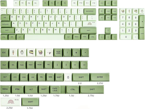 Matcha Keycaps PBT Dye-Sublimation XDA Profile Custom Keycaps for 60 Percent ANSI US Layout Mechanical Keyboard