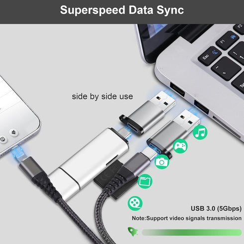 USB C to USB Adapter 6 Pack, USB to USB C Charger Cable Converter for iPhone, MacBook, Cellphone and More (Grey)