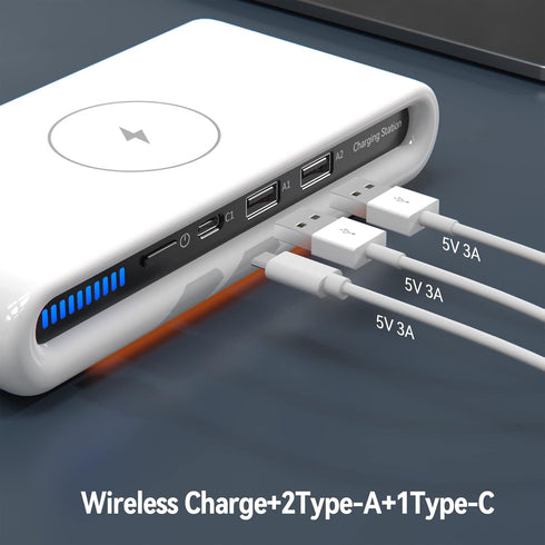 30W USB Wireless Charging Station for Multiple Devices with USB C Ports Compatible with iPhone 15/14/13/12/Pro Max
