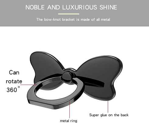 Cavdycidy Metal Butterfly Ring Holder for Cell Phone - Finger Ring Stability Holder Back Stand Car Mount Hook Kickstand