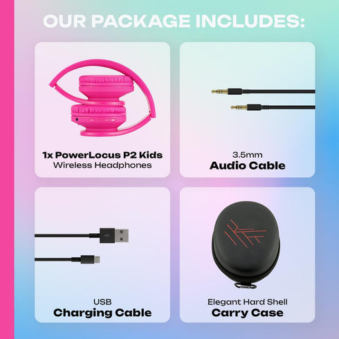 PowerLocus Kids Headphones, Bluetooth Wireless Over-Ear Headphones with Microphone, Safe 85DB Volume Limited