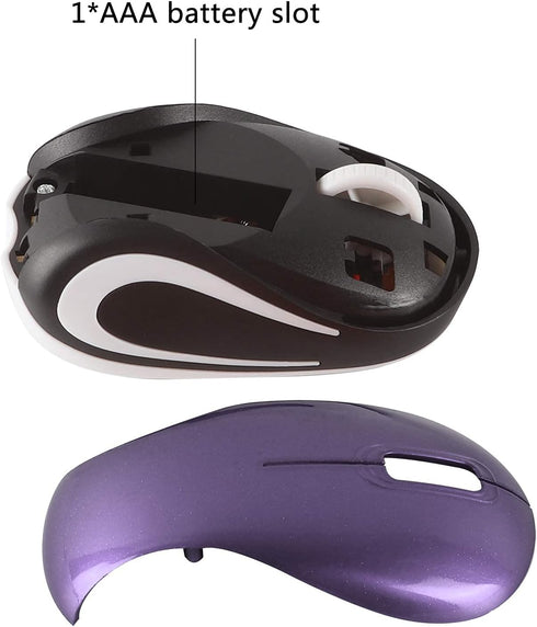 elec Space Mini Wireless Mouse for Kids, Portable Cordless Mice with USB Receiver, Purple
