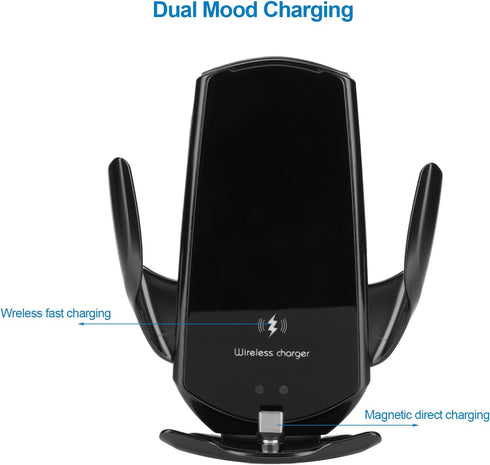 Q3 15W Smart Sensor Car Magnetic Charger - Automatic Clamping Arm, 360 Degree Spherical Joint for iPhone and Samsung