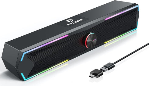 Tylubio Computer Speakers for Pc Desktop with Clear Sound, Flowing LED PC Speaker