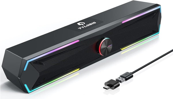 Tylubio Computer Speakers for Pc Desktop with Clear Sound, Flowing LED PC Speaker