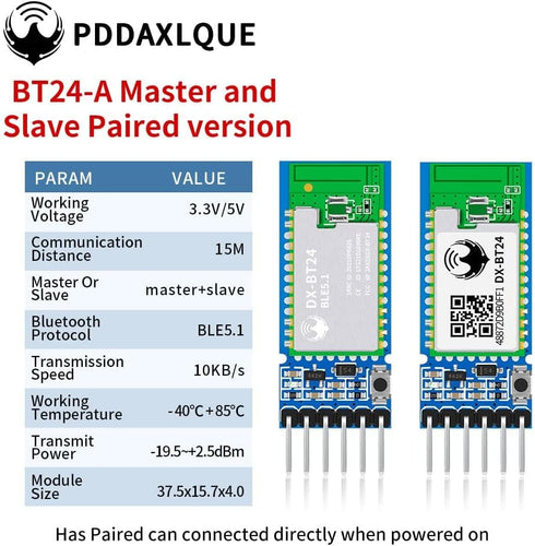 A Pair of DX-BT24-A Bluetooth Module BLE 5.1 for Arduino Master and Slave Wireless Bluetooth RF Transceiver Serial Communication Bluetooth Pass Through Module Compatible with Android/iOS