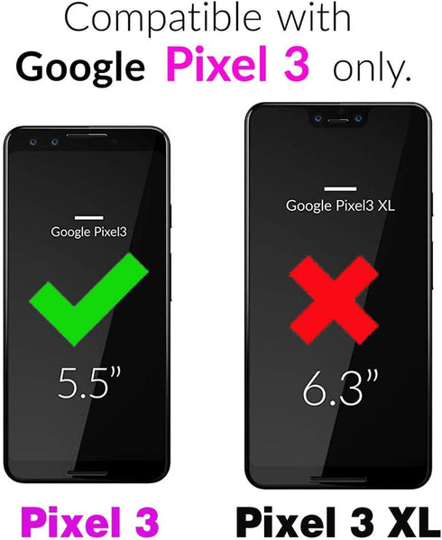 Google Pixel 3 Phone Case with Slim Thin Full Body Silicone Rubber, Navy Blue, Tempered Glass Screen Protector