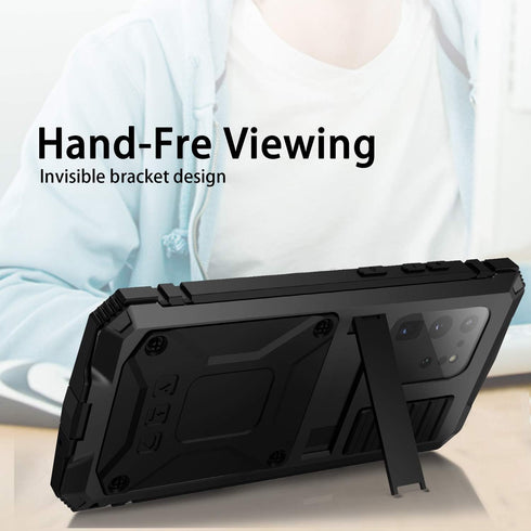 Aluminum Metal Waterproof Case for Samsung Galaxy S20 Plus, Shockproof Military Heavy Duty Sturdy Protector, Black