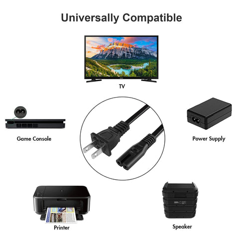 12Ft Power Cord for Xbox Series S/X, Xbox One S/X, Samsung TCL LG Sharp TV, Sony PS5 PS4 PS3 Slim
