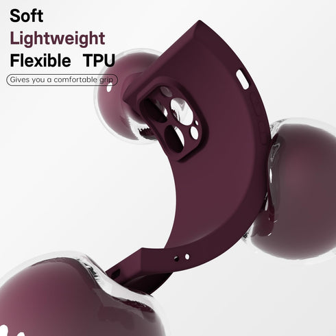 oakxco Silicone Square Edge Case for iPhone 15 Pro Max, Cute Soft Rubber Gel Cover for Women, Burgundy Wine