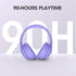 DOQAUS Wireless Headphones Bluetooth, 90 Hours Playtime Bluetooth Headphones with 3 EQ Modes, HiFi Stereo Headphones with Microphone, Soft Protein Earpads for Cellphone/PC (Crystal Purple)