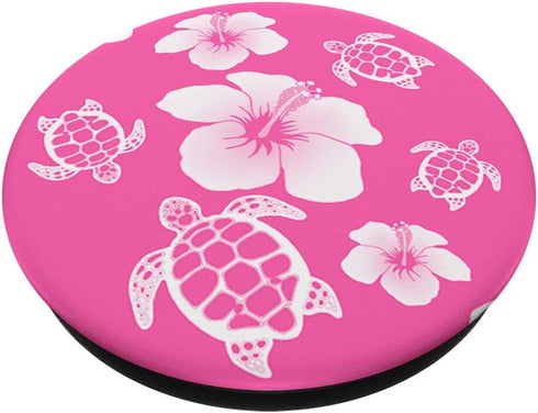 Pink And White Hawaiian Island Floral Turtles PopSockets PopGrip: Swappable Grip for Phones & Tablets