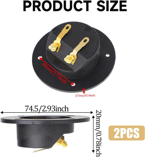 2 Pcs Speaker Sub Box Terminals Cup for Subwoofer Box Black 3 Inch Round 2-Way Spring Loaded Jacks Wire Connector Binding Post Cup Connector Subwoofer Plug for Speaker Sub Home Car Stereo