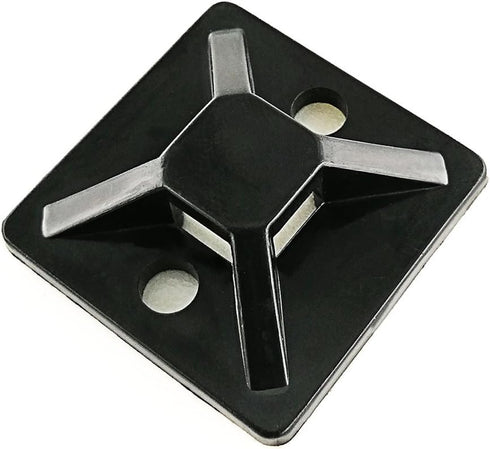 HS Cable Tie Mounts - Self Adhesive with Screw Hole, Zip Wire Tie Mounting Base Holder (100 Pack) Squares 1x1 Inch,