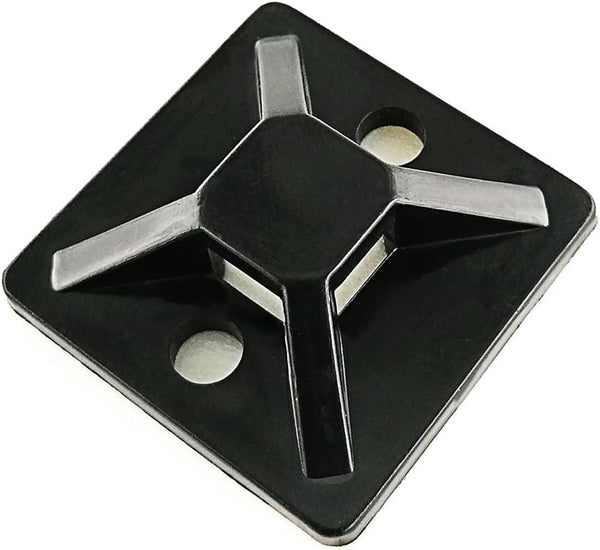 HS Cable Tie Mounts - Self Adhesive with Screw Hole, Zip Wire Tie Mounting Base Holder (100 Pack) Squares 1x1 Inch,