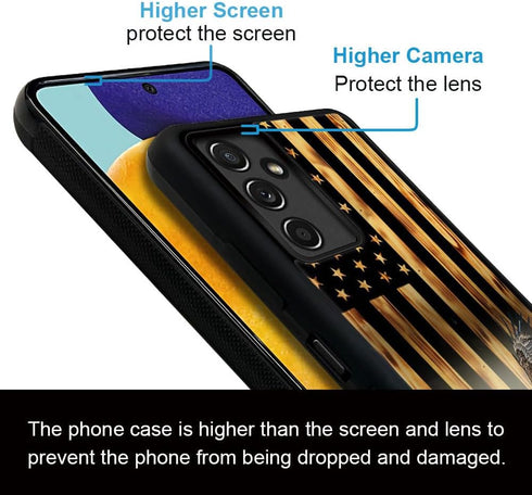 DAIZAG Samsung Galaxy A13 5G Case Compatible, Flying Eagle American Wood Grain Flag, Shockproof Anti-Scratch Protection